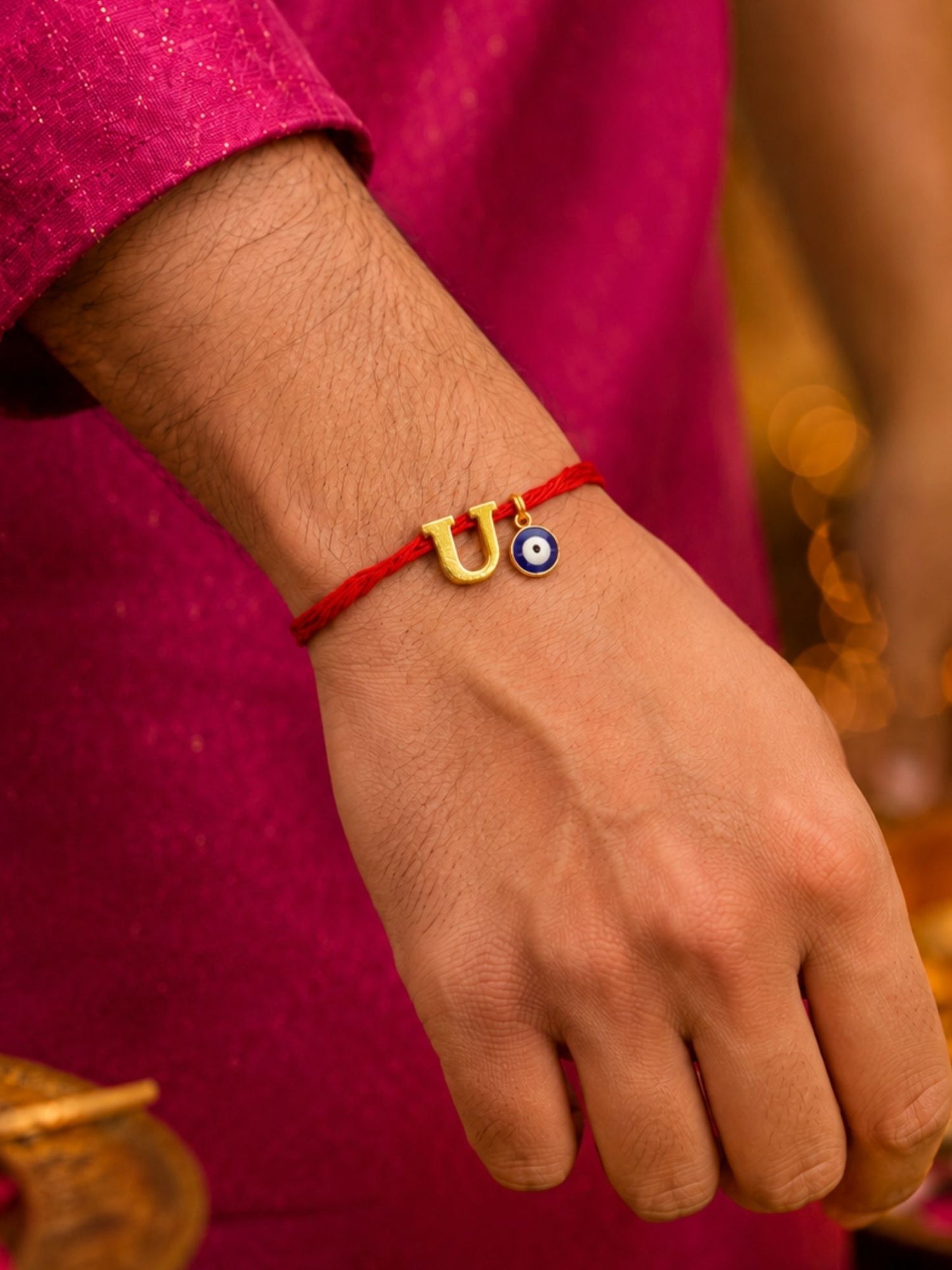 A to Z Letter Evil Eye Initial Name Rakhi Moli Thread for Bhai Bhaiya Bro