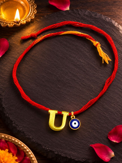A to Z Letter Evil Eye Initial Name Rakhi Moli Thread for Bhai Bhaiya Bro