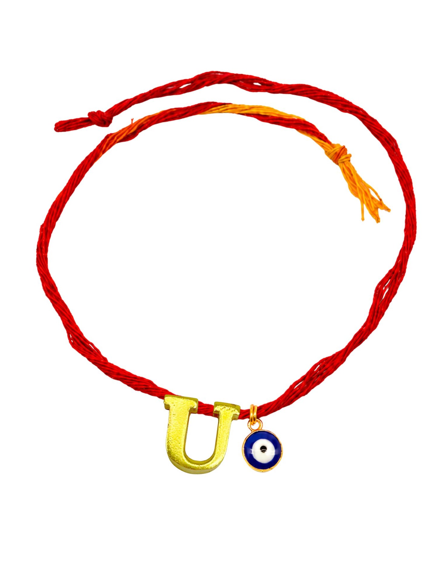 A to Z Letter Evil Eye Initial Name Rakhi Moli Thread for Bhai Bhaiya Bro