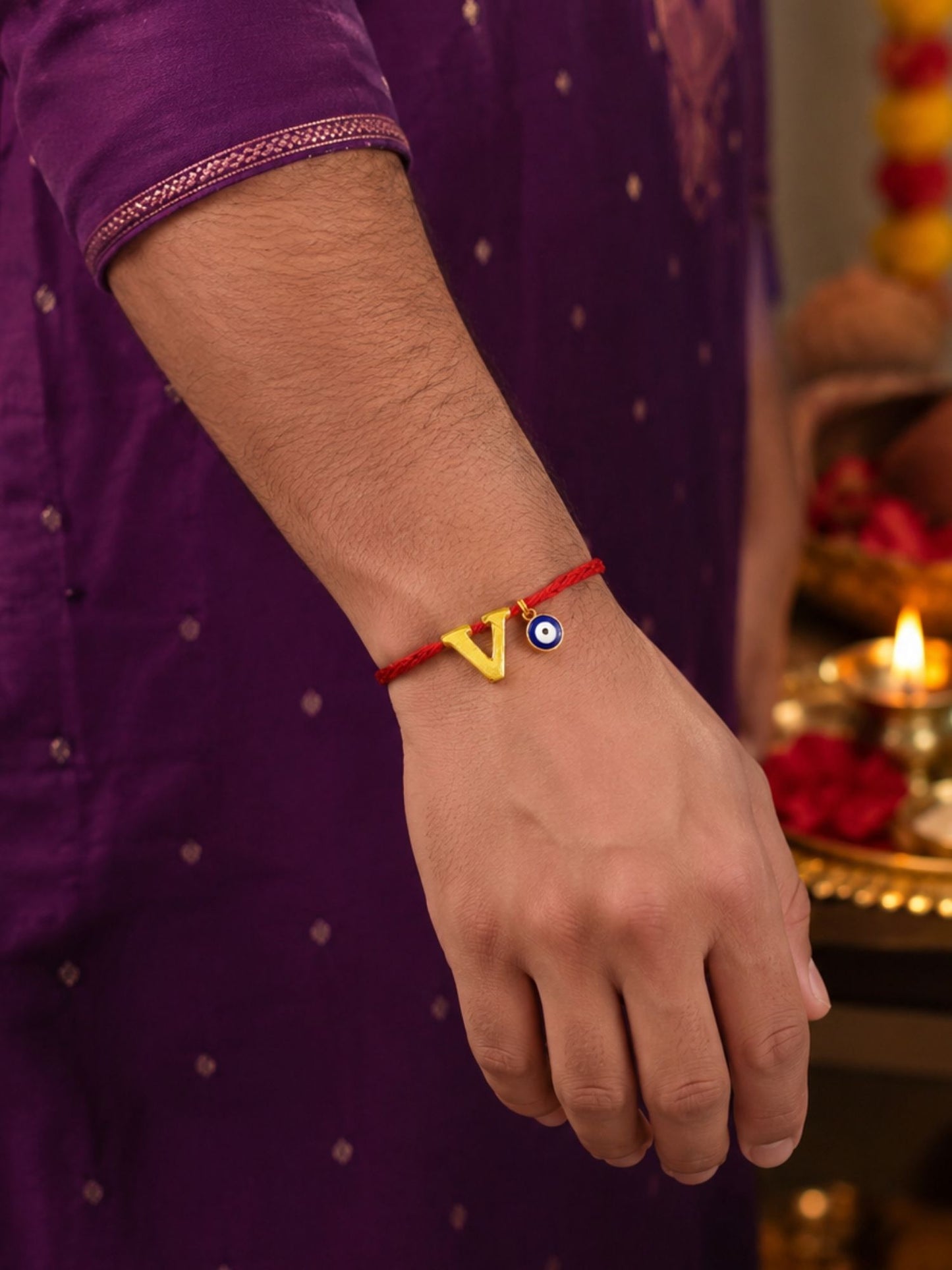 A to Z Letter Evil Eye Initial Name Rakhi Moli Thread for Bhai Bhaiya Bro