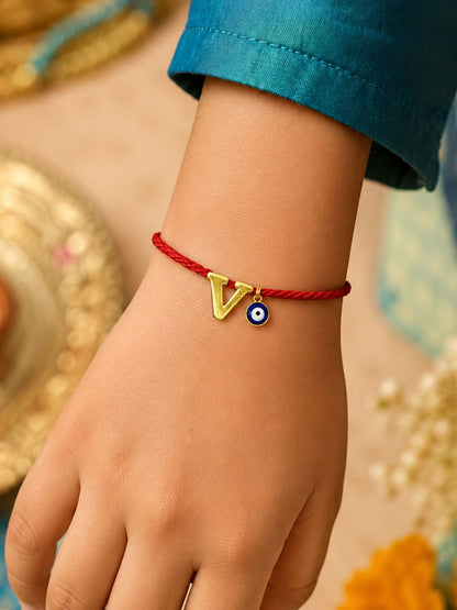 A to Z Letter Evil Eye Initial Name Rakhi Moli Thread for Bhai Bhaiya Bro