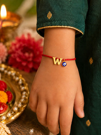 A to Z Letter Evil Eye Initial Name Rakhi Moli Thread for Bhai Bhaiya Bro