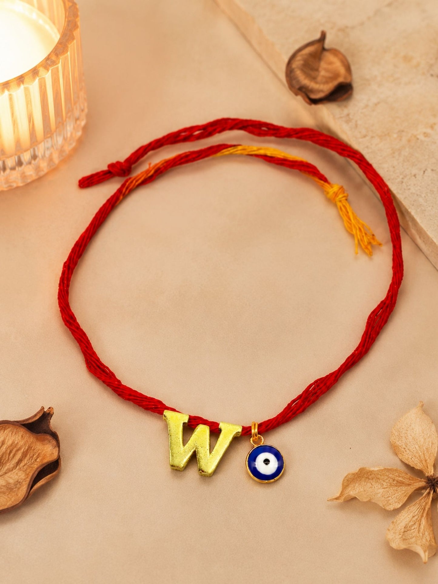 A to Z Letter Evil Eye Initial Name Rakhi Moli Thread for Bhai Bhaiya Bro