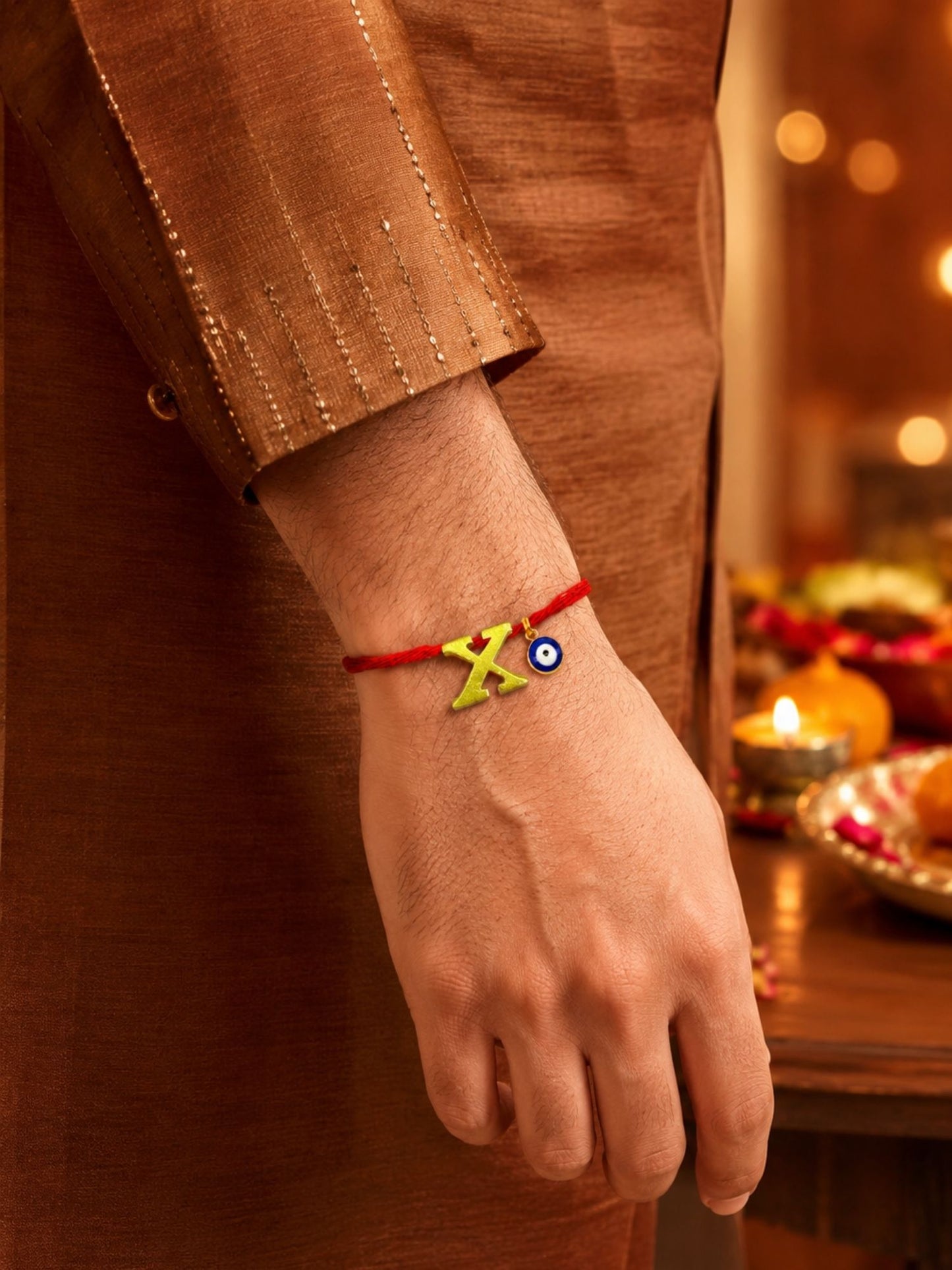 A to Z Letter Evil Eye Initial Name Rakhi Moli Thread for Bhai Bhaiya Bro