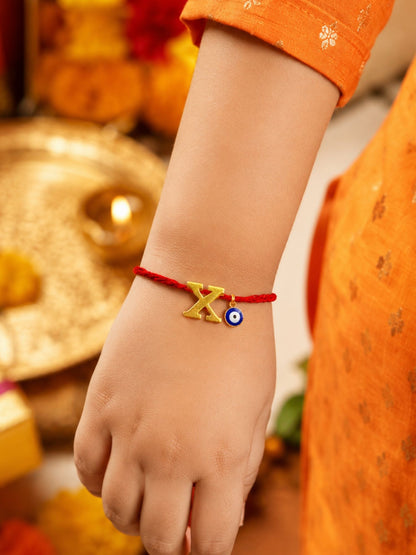 A to Z Letter Evil Eye Initial Name Rakhi Moli Thread for Bhai Bhaiya Bro