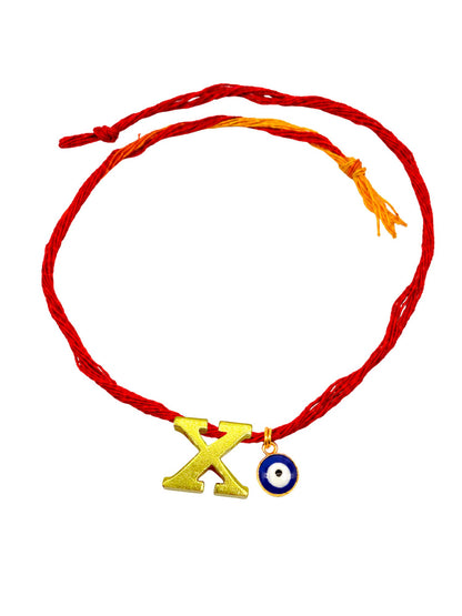 A to Z Letter Evil Eye Initial Name Rakhi Moli Thread for Bhai Bhaiya Bro