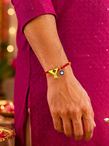 A to Z Letter Evil Eye Initial Name Rakhi Moli Thread for Bhai Bhaiya Bro