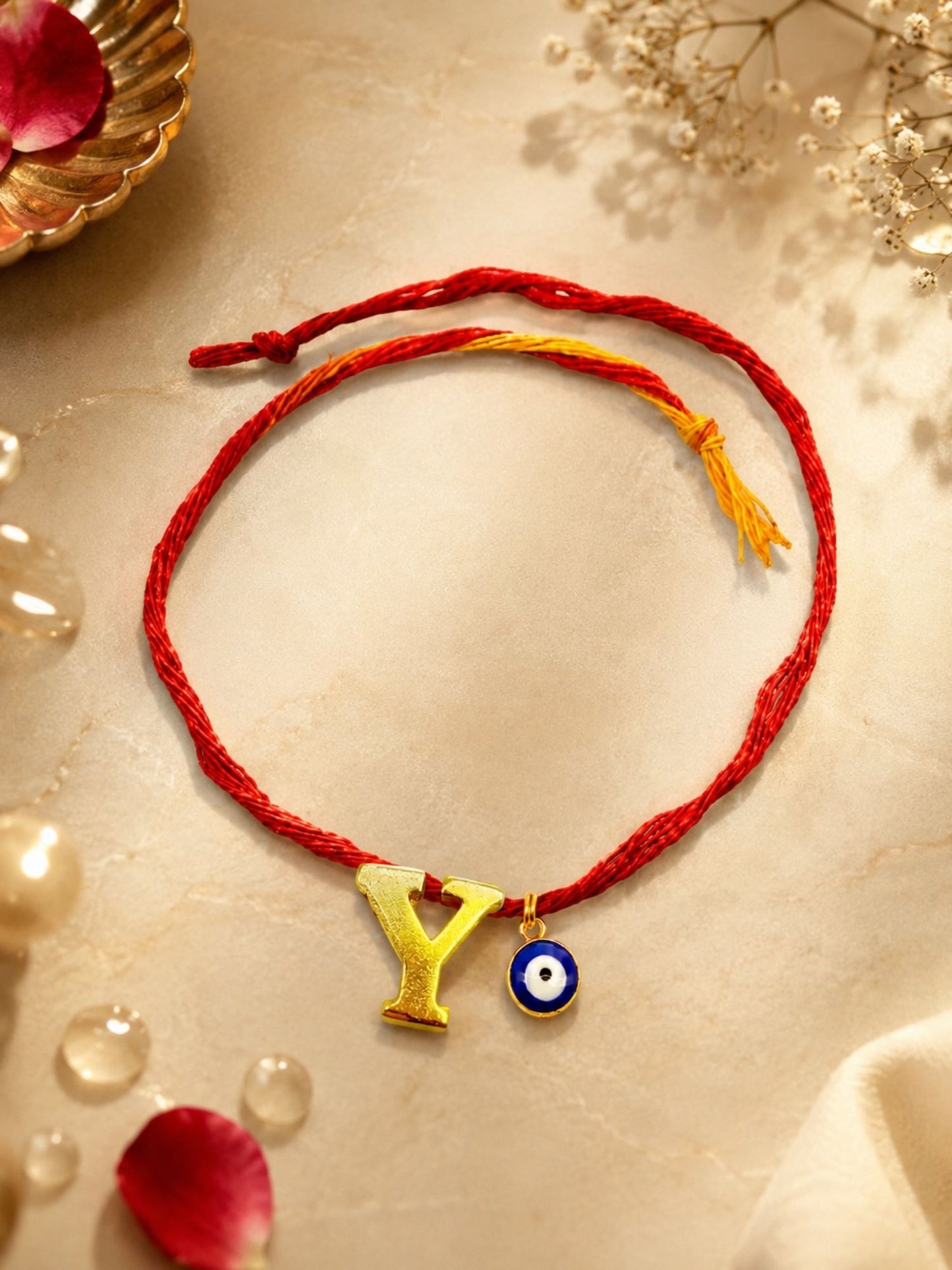 A to Z Letter Evil Eye Initial Name Rakhi Moli Thread for Bhai Bhaiya Bro