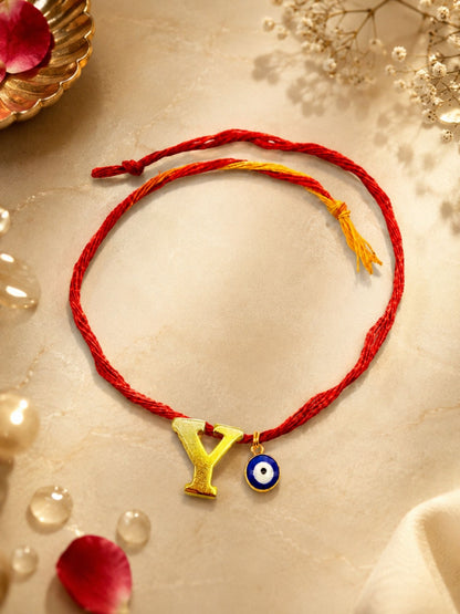A to Z Letter Evil Eye Initial Name Rakhi Moli Thread for Bhai Bhaiya Bro