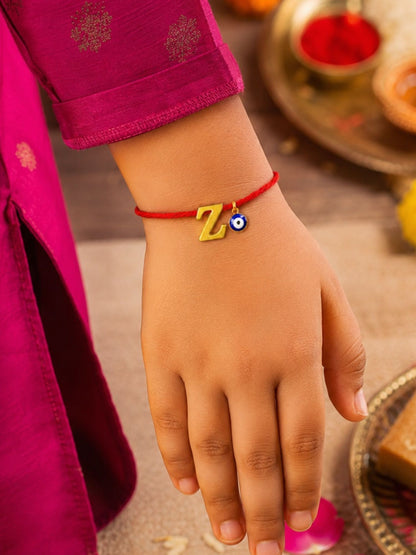 A to Z Letter Evil Eye Initial Name Rakhi Moli Thread for Bhai Bhaiya Bro