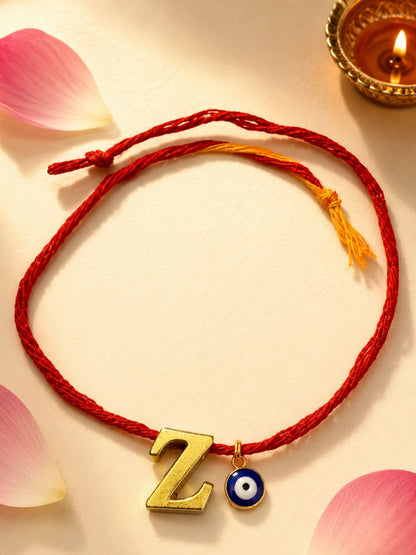 A to Z Letter Evil Eye Initial Name Rakhi Moli Thread for Bhai Bhaiya Bro