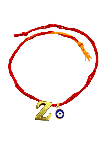 A to Z Letter Evil Eye Initial Name Rakhi Moli Thread for Bhai Bhaiya Bro