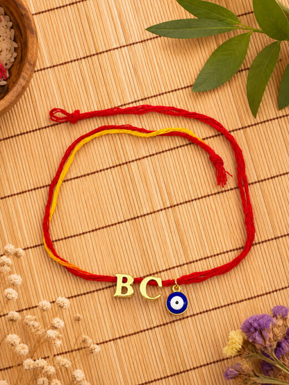 2 Initial With Evil Eye Rakhi Mauli Thread for Brother Raksha Bandhan