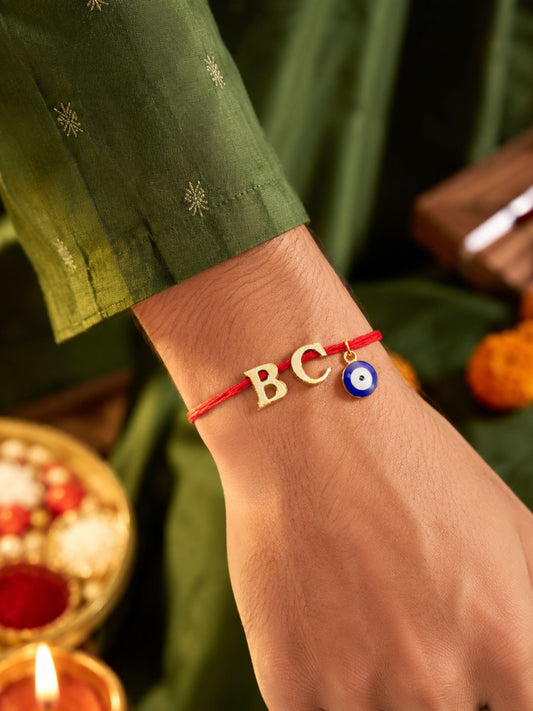 2 Initial With Evil Eye Rakhi Moli Thread for Brother Raksha Bandhan