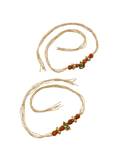 (Set of 2) Rudraksha Ganesha Rakhi Bracelet For Bhai