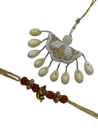 (Set of 2)Ganesha/Mirror Work With Ghungroo Lumba Rakhi