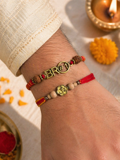 (Set of 2) Rudraksha Bro Rakhi Bracelet For Bhai