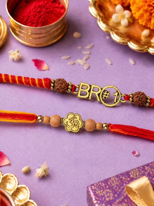(Set of 2) Rudraksha Bro Rakhi Bracelet For Bhai