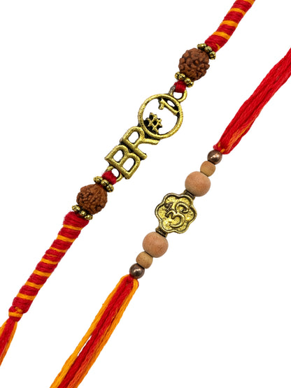 (Set of 2) Rudraksha Bro Rakhi Bracelet For Bhai
