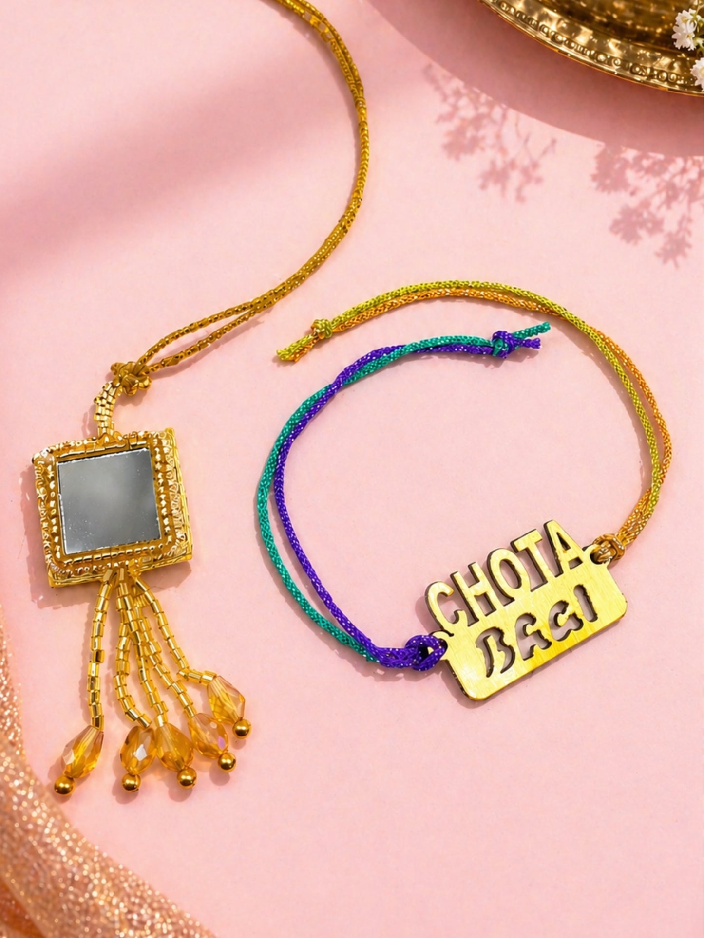(Set of 2) Mirror Chota Baai Lumba Rakhi Bhaiya Bhabhi