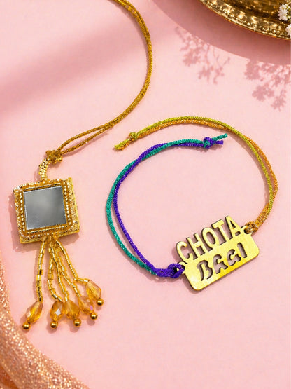 (Set of 2) Mirror Chota Baai Lumba Rakhi Bhaiya Bhabhi
