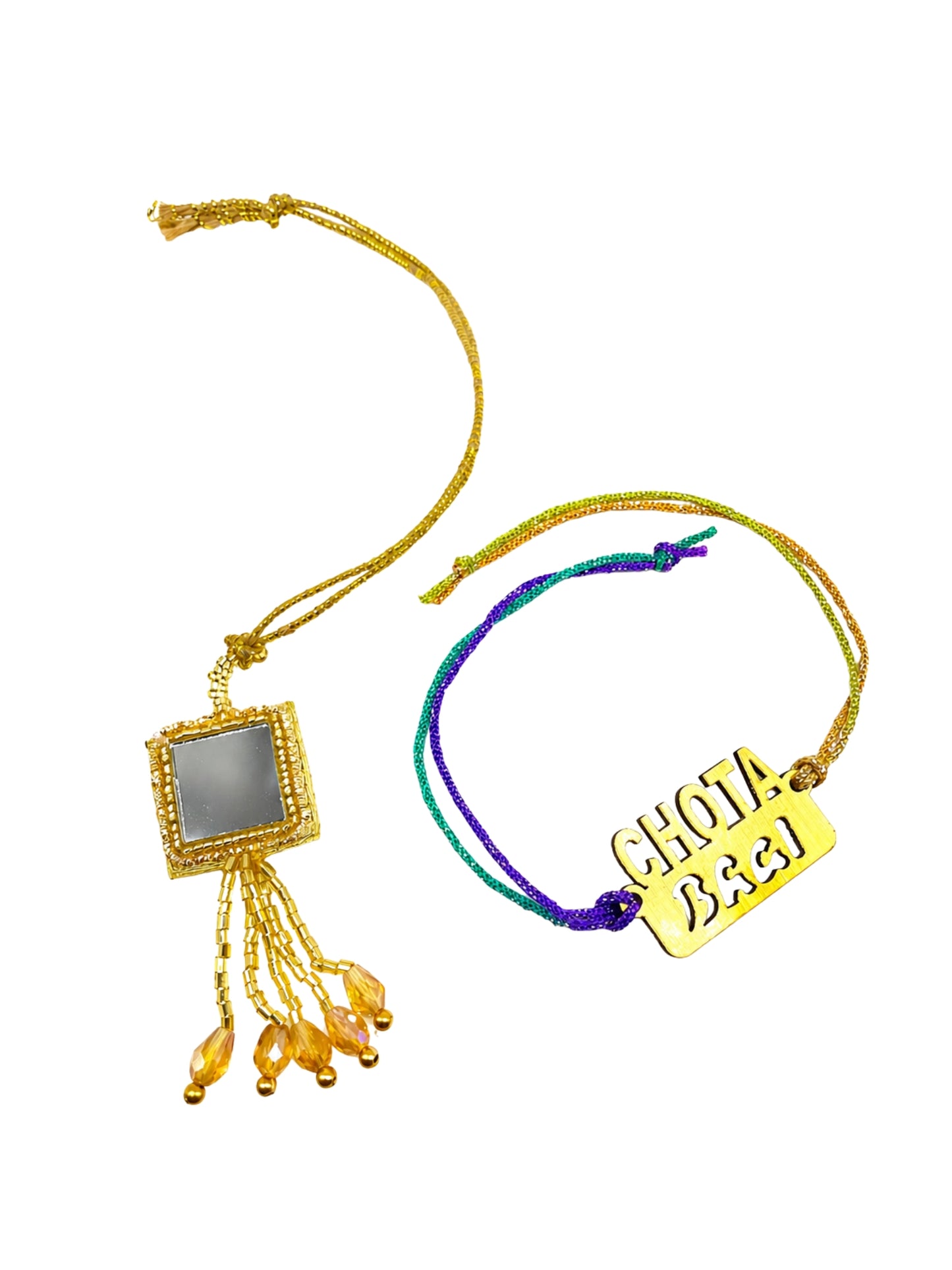 (Set of 2) Mirror Chota Baai Lumba Rakhi Bhaiya Bhabhi