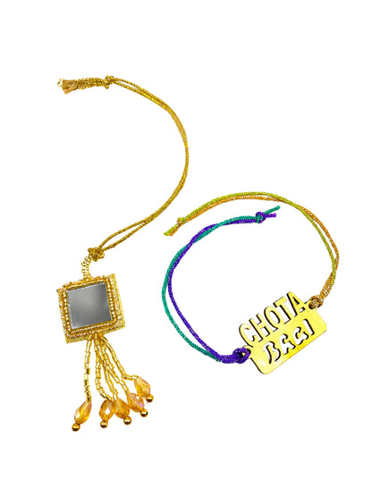 (Set of 2) Mirror Chota Baai Lumba Rakhi Bhaiya Bhabhi