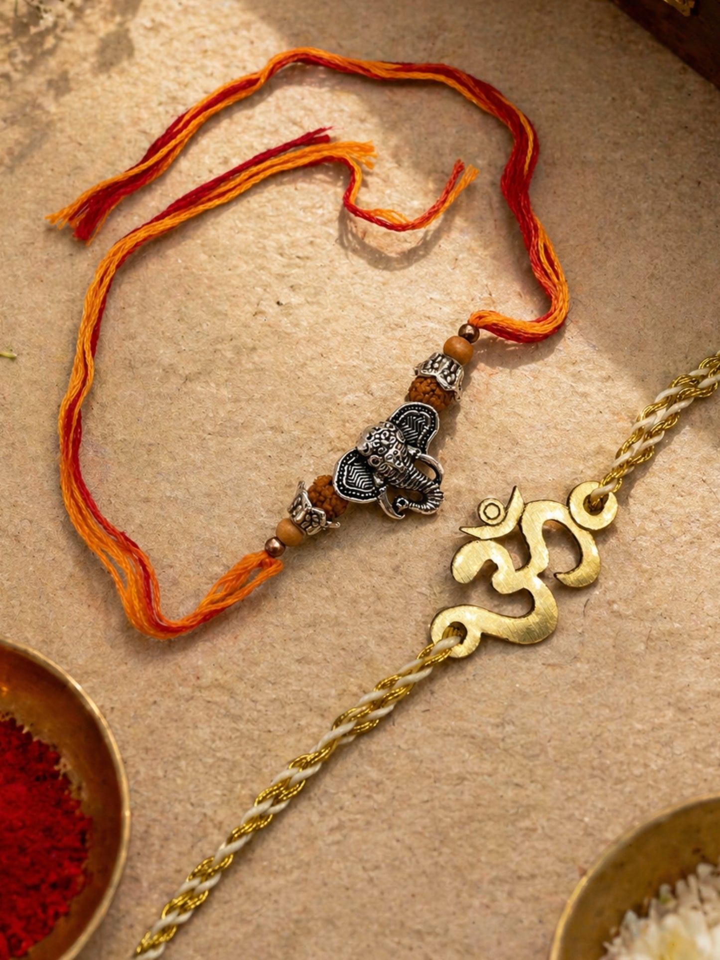 (Set of 2) Om Designs Ganesh Bracelet Rakhi for Bhai Bro