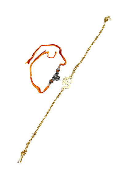 (Set of 2) Om Designs Ganesh Bracelet Rakhi for Bhai Bro