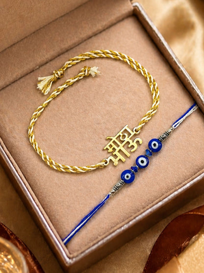 (Set of 2) Motha Bhau Evil Eye Beaded Bracelet Rakhi for Bhai Bro