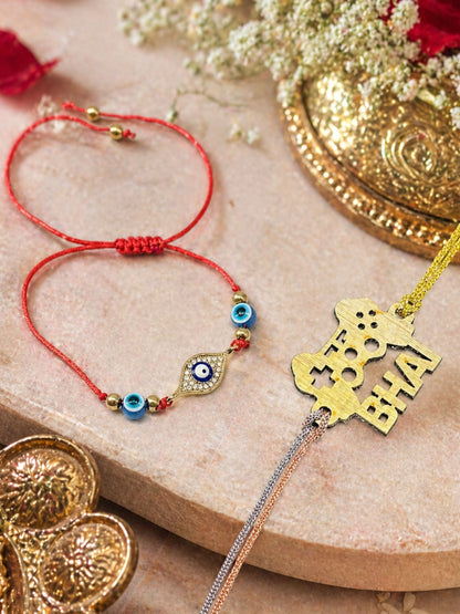 (Set of 2) Gaming Bhai Evil Eye Bracelet Rakhi For Bro