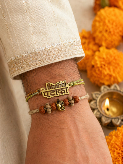 (Set of 2) Bhabhi Pataka Name Ganesha Lumba Rakhi Pair