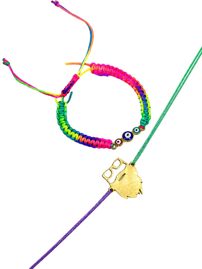 (Set of 2) Bearded Bhai Evil Eye Bracelet Rakhi For Bro