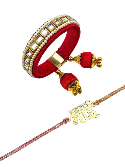(Set of 2) Mirror Ghungroo Kada Best Bhai Lumba Rakhi Pair