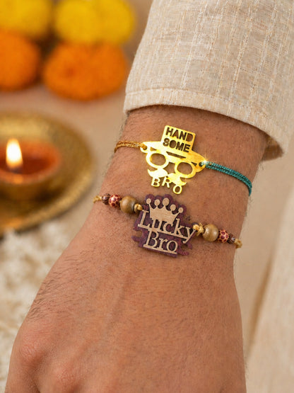(Set of 2) Handsome Lucky Bracelet Rakhi For Bhai Bro