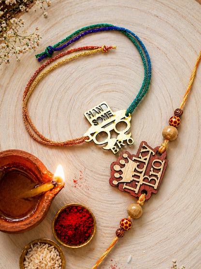 (Set of 2) Handsome Lucky Bracelet Rakhi For Bhai Bro