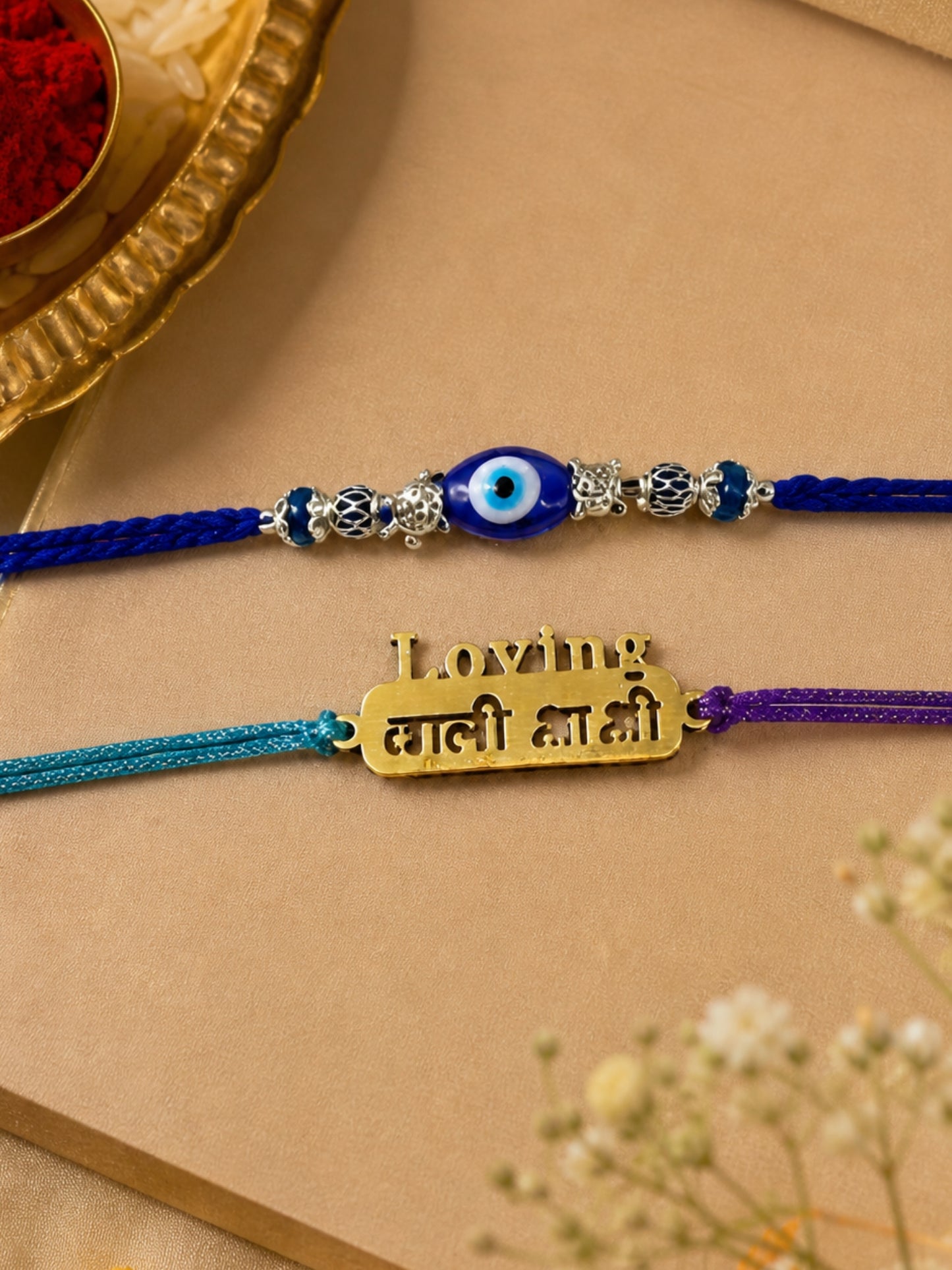 (Set of 2) Loving Wali Bhabhi Evil Eye Lumba Rakhi Bhaiya Pair