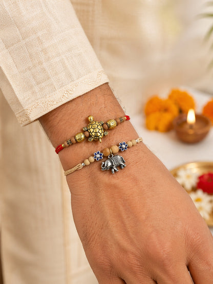 (Set of 2) Turtle Elephant Rakhi Bracelet For Bhai Bro