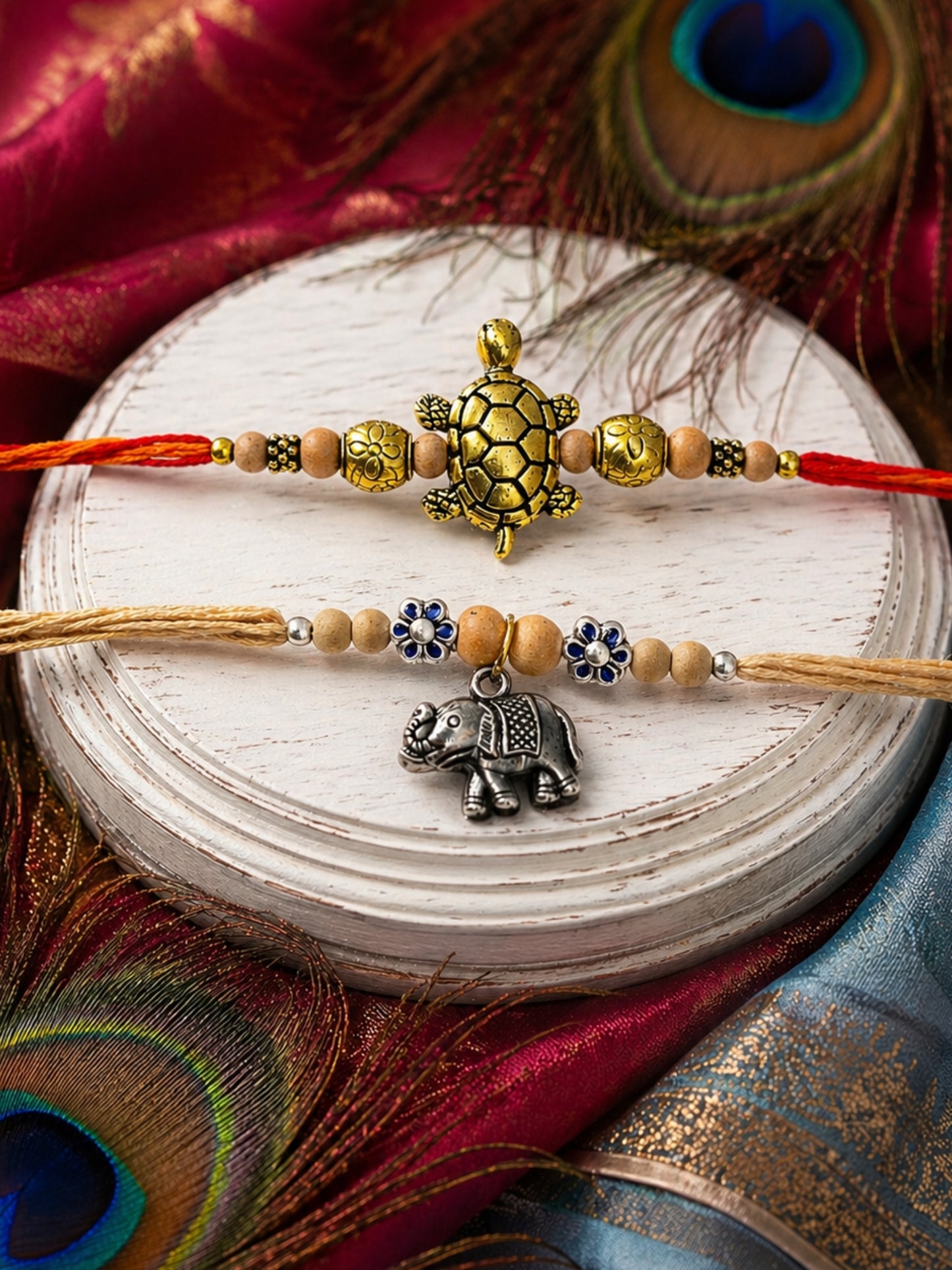 (Set of 2) Turtle Elephant Rakhi Bracelet For Bhai Bro