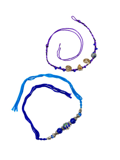 (Set of 2) Blue Floral Shell Rakhi Bracelet For Bhai Bro