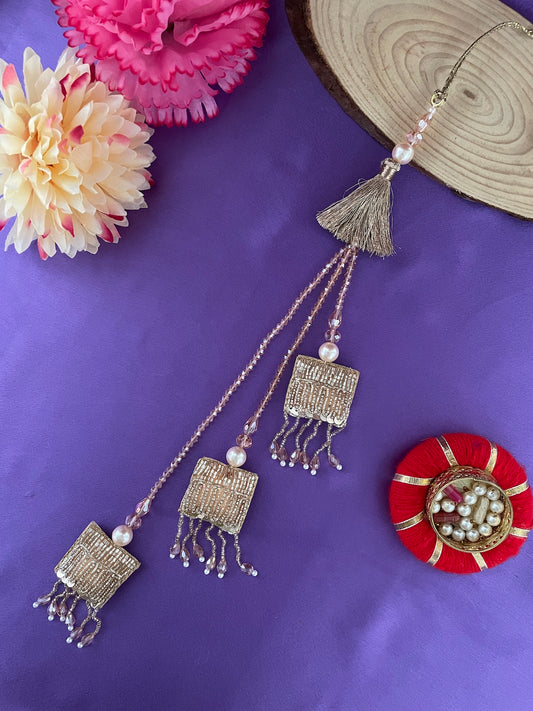 Light Pink Beads Latkan Lumba Rakhi