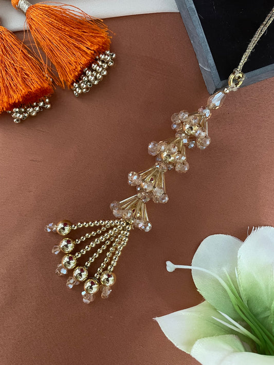 Tassel/Rose Gold Beads Layer Lumba Rakhi