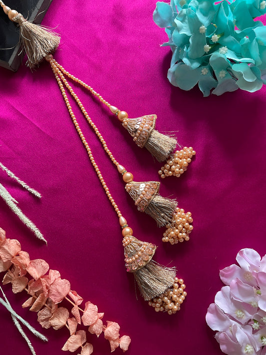 Tassel/Rose Gold Beads Lumba Rakhi