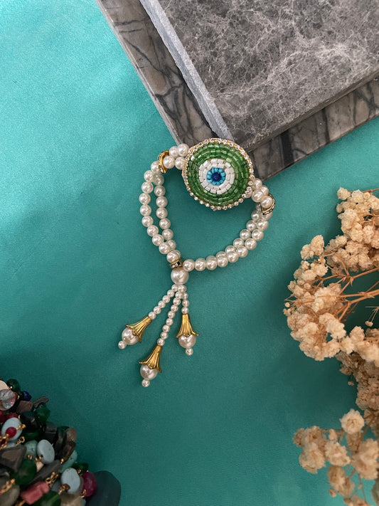 Pearl Bead Evil Eye Bracelet Rakhi Lumba