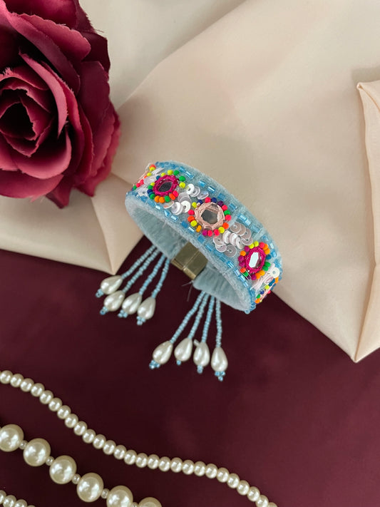 Pearl Mirror Beaded Bangle Lumba Rakhi