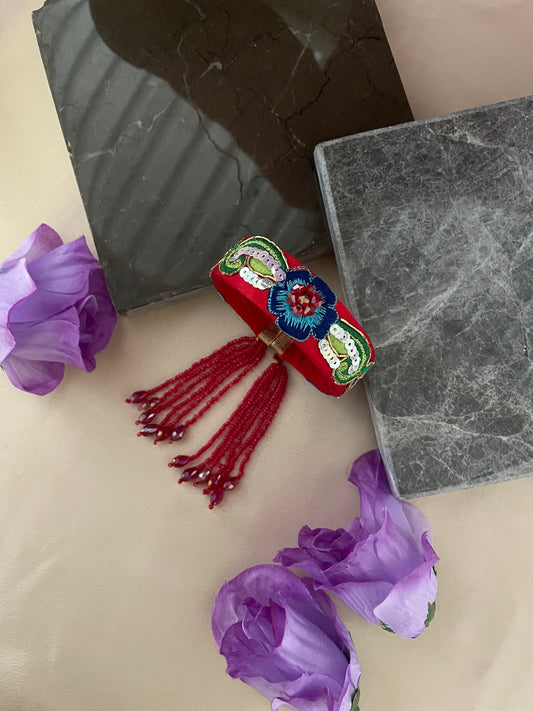 Flower Embroidery Bangle Lumba Rakhi