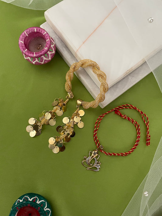 (Set of 2) Ganesha/ Hanging Coins Bangle Lumba Rakhi