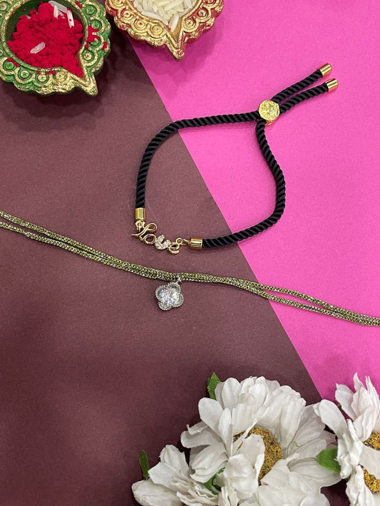 (Set of 2) Rose Gold LOVE/Flower Lumba Rakhi
