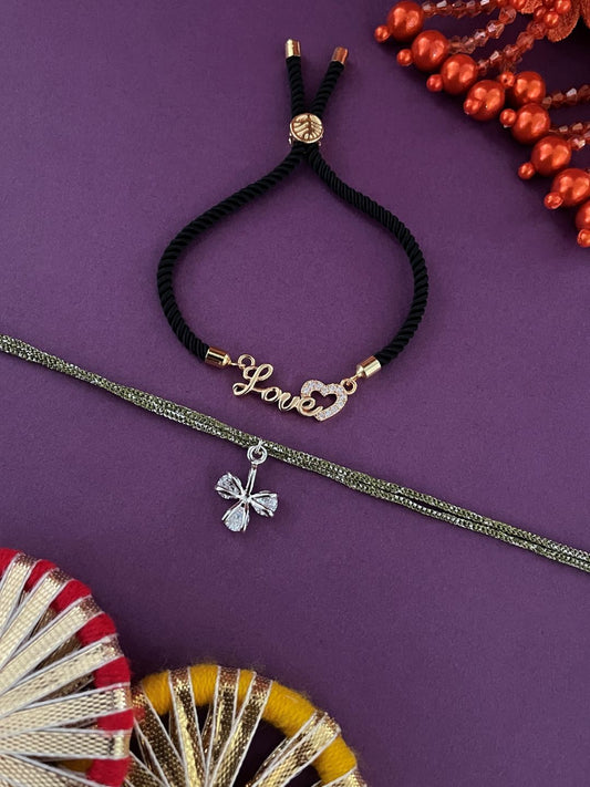 (Set of 2) Flower Solitaire/LOVE Lumba Rakhi