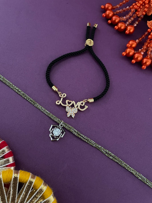 (Set of 2) Flower Solitaire/LOVE Butterfly Lumba Rakhi